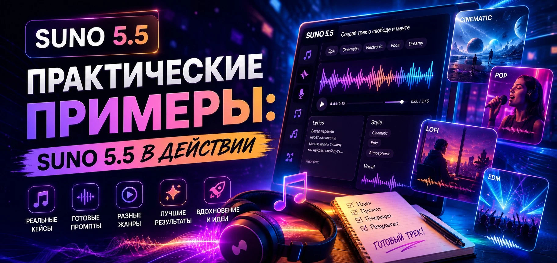 Практические примеры: Suno 5.5 в действии